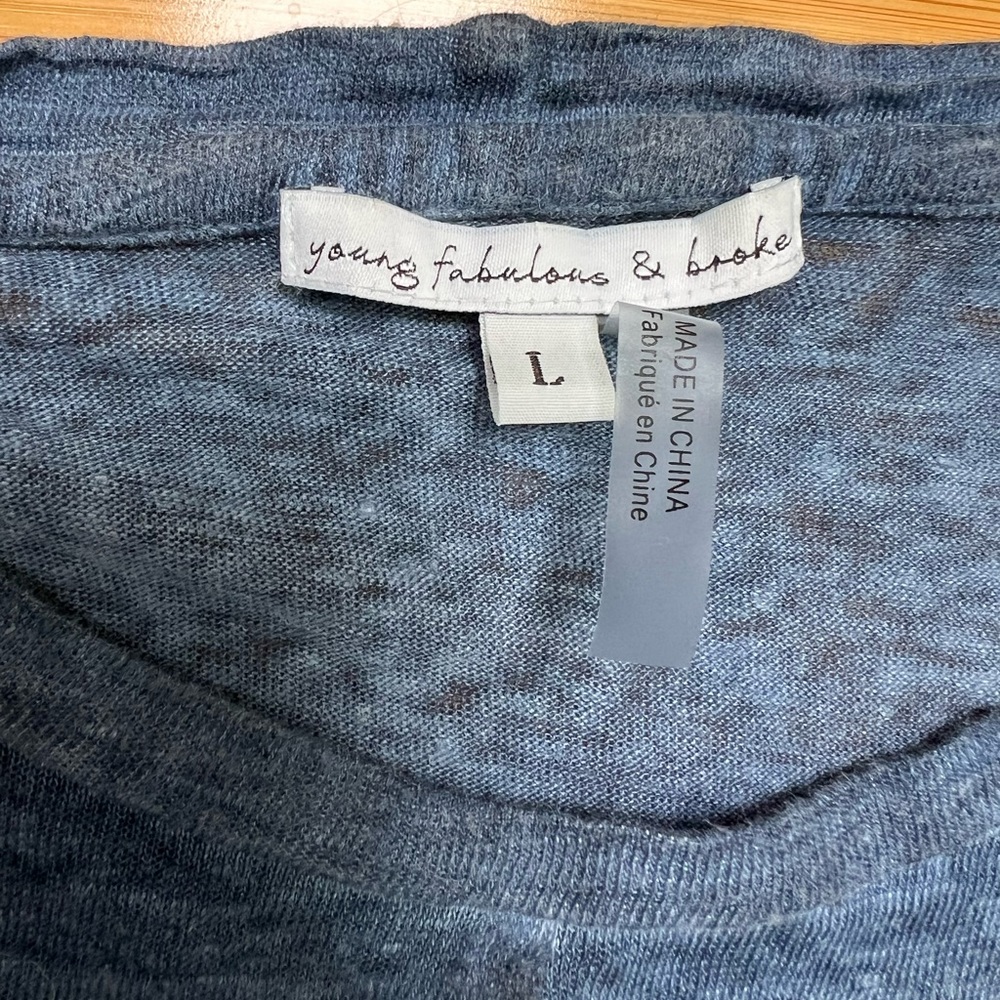 Young Fabulous & Broke heather blue linen long sleeve top - Picture 2 of 6